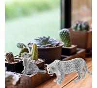 CHICIRIS Figurine Réaliste de Léopard des Neiges, 4 Pièces, pour Enfants, Jeu éducatif et Décoration de la Maison, Animaux Sauvages Miniatures en PVC (4 modèle léopard)