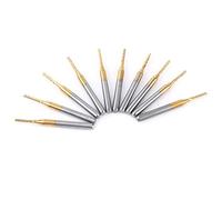 CHICIRIS Fraise en bout en carbure, 10pcs 1.5mm tranchant Fraise en bout CNC P-CB Gravure Bit Tungsten Coating 1/8"Shank