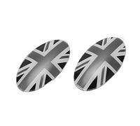 CHICIRIS Garniture de Pommeau de Levier de Vitesse ABS, Couvercle de Badge Gris Union Jack, 1 Paire, Installation Facile, Décoration Intérieure sans Perçage pour F54 F55 F56 F57 F60