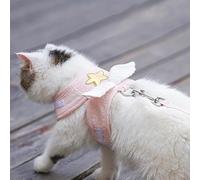 CHICIRIS Harnais pour Chat, Laisse Réglable, Ailes d'ange Mignonnes pour Les Promenades Quotidiennes, Tissu Léger et Doux, Corde de Traction de 1.5m (XL (2,5 à 4 kg / 5, à 8,8 LB))