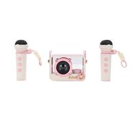 CHICIRIS Haut-Parleur karaoké sans Fil Compact avec 2 Microphones pour Enfants et Adultes, Idéal pour Les Fêtes d'anniversaire et Les Activités en Classe (Rose)