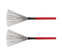 CHICIRIS Jeu de Brosses à Tambour avec Fil D'acier, Manche en Bois (rouge) | Brosse Métallique en Acier, Manche en Bois D'érable, Légère et Compacte, Adaptée à la Batterie de Jazz et au Kit de