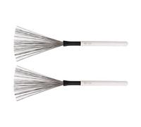 CHICIRIS Jeu de Brosses à Tambour avec Fil D'acier, Manche en Bois (WHITE) | Brosse Métallique en Acier, Manche en Bois D'érable, Légère et Compacte, Adaptée à la Batterie de Jazz et au Kit de