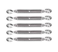 CHICIRIS Jeu de Tendeurs en Acier Inoxydable 304, Tension de Câble Métallique à Double Crochets Résistant à la Rouille pour le Matériel de Voile D'ombrage, Paquet de 5 (M6)