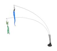 CHICIRIS Jouet de Baguette de Plume de Chat d'aspiration, Bâton de Teaser de Fil d'acier Amovible avec la Base 'Aspiration Forte pour Les Chats 'intérieur (Cochenille Verte et Chenille Bleue)