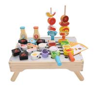 CHICIRIS Jouet de Cuisine pour Barbecue en Bois pour Enfants avec Brochettes, Accessoires de Grill, Matériau en Bois Sûr, Interaction Parents-Enfants, Jouets éducatifs, Imite Un Vrai Grill de Cuisine