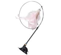 CHICIRIS Jouet Interactif pour Chat avec Plume et Cloche pour Soulager Le Stress et S'amuser Pendant Le Jeu pour Les Chatons, Résistant aux Morsures, Ventouse Puissante (Plume Rose)