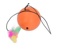 CHICIRIS Jouets Interactifs de Boule de Chat, Jouet en Plastique Rotatif Automatique de Chat de 360 avec Le Teaser de Plume pour des Chatons Extérieurs D'intérieur (Orange)