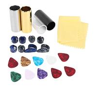 CHICIRIS Kit D'accessoires pour Guitare, Comprenant 10 Médiators en Celluloïd, 8 Protège-doigts, 4 Sliders en Verre et en Métal, avec Coffret Cadeau, pour Guitaristes Professionnels et
