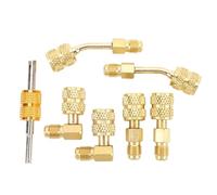 CHICIRIS Kit D'Adaptateur R410A, Adaptateur de Tuyau de Réfrigérant CVC en Laiton avec Extracteur de Noyau de Valve pour Mini Climatiseur divisé R410A, 5/16 à 1/4 Pouces