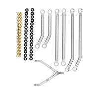 CHICIRIS Kit de Biellette de Direction 1/24 RC, Alliage d'aluminium CNC, Tige de Traction à Dégagement élevé pour Modèle Axial SCX24 90081 B17 (Silver)