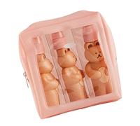 CHICIRIS Kit de Bouteilles de Voyage Ours, Ensemble de Flacons Pulvérisateurs Mignons et Délicats pour les Voyages D'affaires, Matériau PE Léger, 3 Pièces (2 Presse Bouteille 1 Vaporisateur Taille