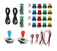 CHICIRIS Kit de Boutons Lumineux à Bascule de Jeu DIY, Compatible avec Win10/8/7/Vista/XP, Joystick de à Deux Joueurs pour, Haute Attraction, Bleu + Rouge (#1)