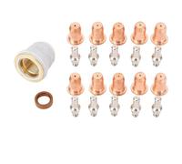 CHICIRIS Kit de Consommables de Torche de Coupeur de 23 Pièces, électrodes de Pointes de Buses en Acier Inoxydable en Alliage de Zinc en Laiton, avec Support, pour Torches à PT60 PT40