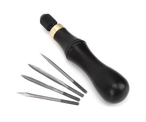 CHICIRIS Kit de Poinçon de Couture en Cuir 4 en 1 avec Poignée en ébène Durable pour Couturière et Bricolage