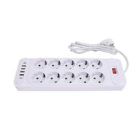 CHICIRIS Les Bandes électriques Européennes Polyvalentes économisent 10 Voies de Sortie avec des Ports USB pour la Chambre de Cuisine de Bureau de Bureau (White)