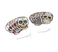 CHICIRIS Lot de 12 Masques Attrayants pour le Jour des Morts avec Bandes élastiques pour les Célébrations D'Halloween et les Soirées à Thème, Designs Colorés