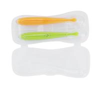CHICIRIS Lot de 2 Cuillères Verse bébé à Pointe Soupe avec Boîte, Silicone de qualité Alimentaire, Dissipation Rapide de la Chaleur pour les Bébés de Plus de 4 Mois. (Vert + Rose (Jaune + vert)