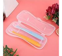 CHICIRIS Lot de 2 Cuillères Verse bébé à Pointe Soupe avec Boîte, Silicone de qualité Alimentaire, Dissipation Rapide de la Chaleur pour les Bébés de Plus de 4 Mois. (Vert + Rose (Jaune Bleu)