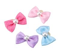 CHICIRIS Lot de 20 élastiques à Cheveux avec Nœud en Fausses Perles pour Petit Chien, Chiot, Corde à Cheveux pour Animaux de Compagnie Attrayants, Matériau en Polyester de Couleurs Rose, Rouge