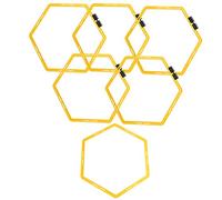 CHICIRIS Lot de 6 Anneaux Agiles Hexagonaux, équipement D'entraînement Physique Polygone avec Boucle à Maillons pour Un Transport Facile, Couleur Vive pour Le Football, Le Basket-Ball, Le