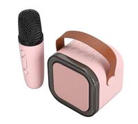 CHICIRIS Machine de karaoké Portable avec Changement de Son Amusant pour Enfants, Ensemble de Microphones avec Haut-Parleur, Autonomie de 3 à 4 Heures, pour Les Fêtes d'anniversaire (Pink)