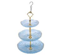 CHICIRIS Mangeoire à Oiseaux Suspendue à 3 Niveaux, Plateau de Bain pour Oiseaux en Acrylique avec Motifs Craquelés pour la Décoration du Jardin et de la Cour, Contient de l'eau et de la (Blue)