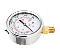 CHICIRIS Manomètre de Carburant Rempli de Liquide en Acier Inoxydable 0-3500 PSI, avec Connecteur en Laiton 1/4 NPT pour Systèmes de Tuyauterie Industrielle et Moteurs Turbocompressés