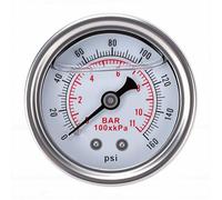 CHICIRIS Manomètre Rempli de Liquide, Plage de Barres 0-160 PSI avec Filetage NPT 1/8 Po, pour Systèmes de Suspension Pneumatique, Système Pneumatique de Véhicule, Applications