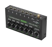 CHICIRIS Mélangeur 6 Canaux, Mélangeur à Faible Bruit avec Interface Stéréo 6,35 Mm et Contrôle du Volume Indépendant, pour Enregistrement sur Scène, Studio, Clavier, Guitare, Basse (Prise UE)