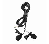 CHICIRIS Microphone Lavalier, Micro-Cravate à Condensateur Omnidirectionnel à Double Tête avec Prise 3,5 Mm pour Smartphone, Ordinateur Portable, Enregistrement Vidéo D'interview,