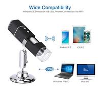 CHICIRIS Microscope Numérique sans Fil, Grossissement 50X-1000X avec 8 Lumières LED et Batterie Rechargeable, pour Téléphone Portable et Ordinateur