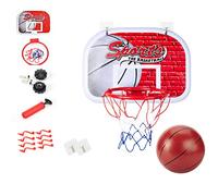 CHICIRIS Mini Panier de Basket-Ball d'intérieur, Jouet Durable, Ensemble avec Panneau et Ballon pour Enfants et Adultes, 34 X 30 Cm, pour Le Bureau et la Maison (Rouge)