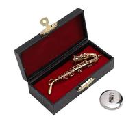 CHICIRIS Miniature de Saxophone de 8,5 Cm, Laiton plaqué or, Réplique de Saxophone Ténor, Décoration de Bureau à Domicile, Cadeau de Collection pour les Musiciens Amateurs de Musique