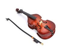 CHICIRIS Modèle de Guitare Basse Miniature en Bois Exquis avec Support et Archet, Idéal pour la Décoration et les Cadeaux de Maison de Poupée, Construction en Bois de Haute qualité