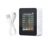 CHICIRIS Moniteur de qualité de L'air ABS, Détection de CO2 TVOC HCHO PM2,5 à PM10, Chargement USB 24 Heures de Travail Ininterrompu, écran LCD rétroéclairé, Câble USB Inclus, pour (WHITE)