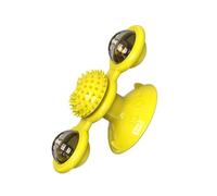 CHICIRIS Moulin à Vent pour Chat, Jouet Interactif Multifonctionnel, Outil de Toilettage et de Grattage pour Chats, Montage Mural TPR 69x75x158mm (Yellow)