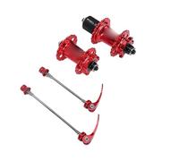 CHICIRIS Moyeu de VTT, Conception à Cliquet à 6 Cliquets, Paire de Roues 32 Trous 120 Clics POE avec Axe Traversant à Dégagement Rapide, pour Corps de Moyeu HG 8 à 12 Vitesses, (Rouge)