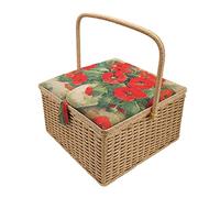 CHICIRIS Organisateur de Panier à Couture, Rangement Double Couche avec Plateau Amovible, Grande Poignée Légère et Portable, Boîte à Couture en Bois et en Tissu pour Cadeau de Bureau de