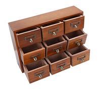 CHICIRIS Organisateur de Tiroir en Bois Vintage, Boîte à Bijoux Antique pour Le Rangement de la Table de la Salle D'étude, Boîte de Rangement de Bureau en Bois de Pin pour Jouets, CD, Cosmétiques, 3