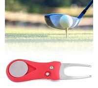 CHICIRIS Outil de Réparation de Divot à Ressort en Acier Inoxydable 304 avec Poignée en ABS, Marqueur de Balle de Fourche Pliable Automatique pour l'entraînement sur Terrain de (Rouge)
