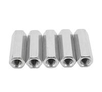 CHICIRIS Paquet de 5 écrous de Couplage Hexagonaux M12x1 75 60 Mm, Connecteur de Tige Filetée en Acier Inoxydable 304 avec Filetage Femelle, pour Boulons Goujons Vis à Métaux