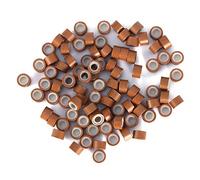 CHICIRIS Perles d'extension de Cheveux à Micro-liens, Anneaux Doublés de Silicone Souple, Perles de Guirlandes de 500 Pièces pour les Types de Cheveux (brun clair)
