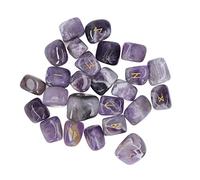 CHICIRIS Pierres Runiques en Cristal Gravées de L'alphabet des Anciens, pour la Méditation de Divination, Ensemble de Pierres Runiques pour L'étude des Roches et le Serre-livres, 25 Pièces (violet)