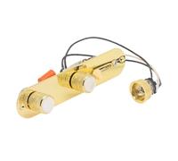 CHICIRIS Plaque de Commande de Guitare Entièrement Chargée, Commandes de tonalité de Volume à 3 Voies Pré-câblées avec Harnais pour Telecaster, Boutons à Capuchon en Perle Blanche de (GOLD)