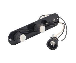 CHICIRIS Plaque de Commande de Guitare Entièrement Chargée, Commandes de tonalité de Volume à 3 Voies Pré-câblées avec Harnais pour Telecaster, Boutons à Capuchon en Perle Blanche de (BLACK)