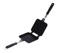 CHICIRIS Poêle à Frire pour Petit-déjeuner, Outil de Cuisson de Pain grillé Antiadhésif Double Face avec 2 Poignées en Acier Inoxydable et Support Fixe, pour Cuisinière à Gaz et Flamme