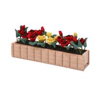 CHICIRIS Pot de Fleur Miniature en Argile avec Boîte en Bois de Hêtre, Long Pot de Fleur en Bois Fait à la Main, Modèle pour Maison de Poupée 1 6 1 12, Fenêtre, Balcon, Décoration de Jardin (Type B