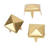 CHICIRIS Rivet carré, Artisanat en Cuir de Sac de Bricolage, Rivets en Métal pour Accessoires de Vêtements, 100 Pcs 9 Mm, Bronze en Bronze de Pistolet en Argent en or, Vêtements Décoratifs, (GOLD)
