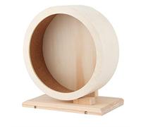 CHICIRIS Roue de Course pour Hamster, Jouet d'exercice Silencieux en Bois Naturel pour Petits Animaux de Compagnie, avec Base Large pour Hamster, Cochon d'Inde, Hérisson, Chinchilla (M)
